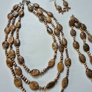 Brown Beaded Jewelry Set